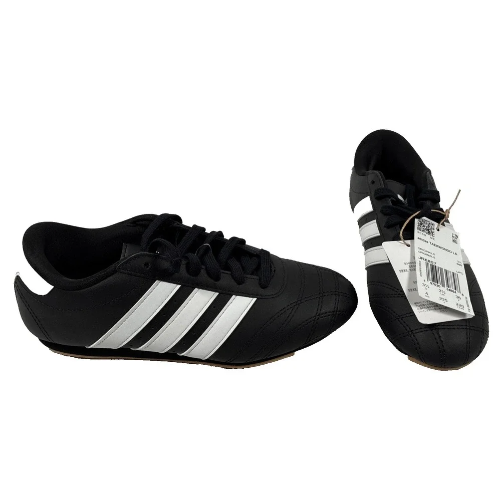 New Adidas Taekwondo Shoes Sneakers Lace J Kids Size 4 Black/White Unisex JR6807